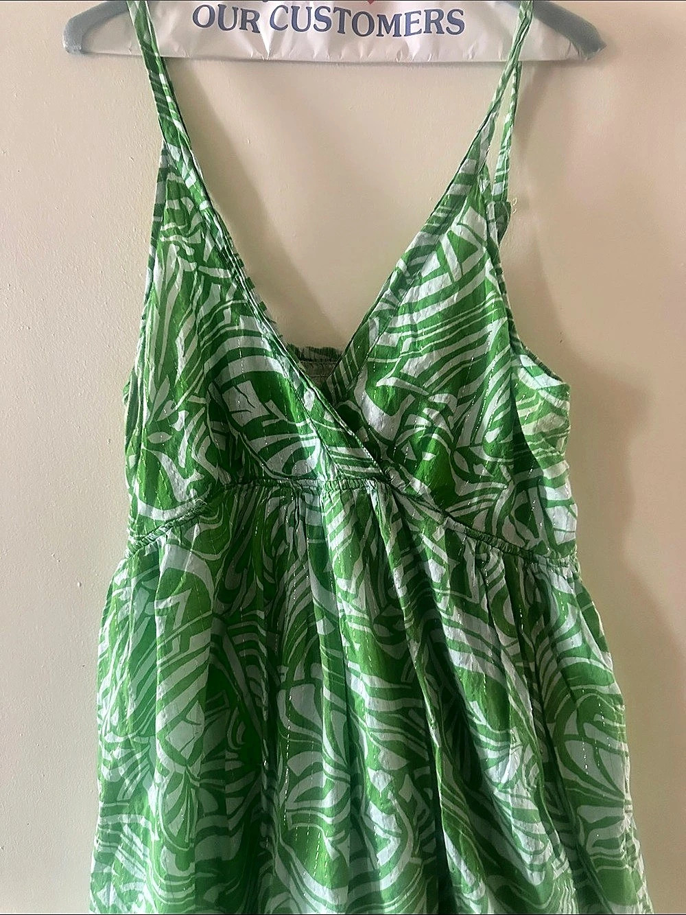 Backwoods Green & White Maxi Dress Size XL Like New
